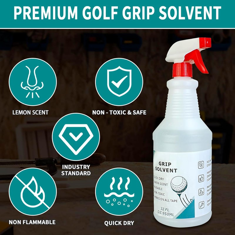 Crestgolf Professional Golf Grip Solvent 32 OZ Solvent Light &Mild Lemon Scent for Regripping Golf Clubs and Golf Grip Repair - Golf Grip Solution - Non-Toxic, Non-Flammable - Image 1